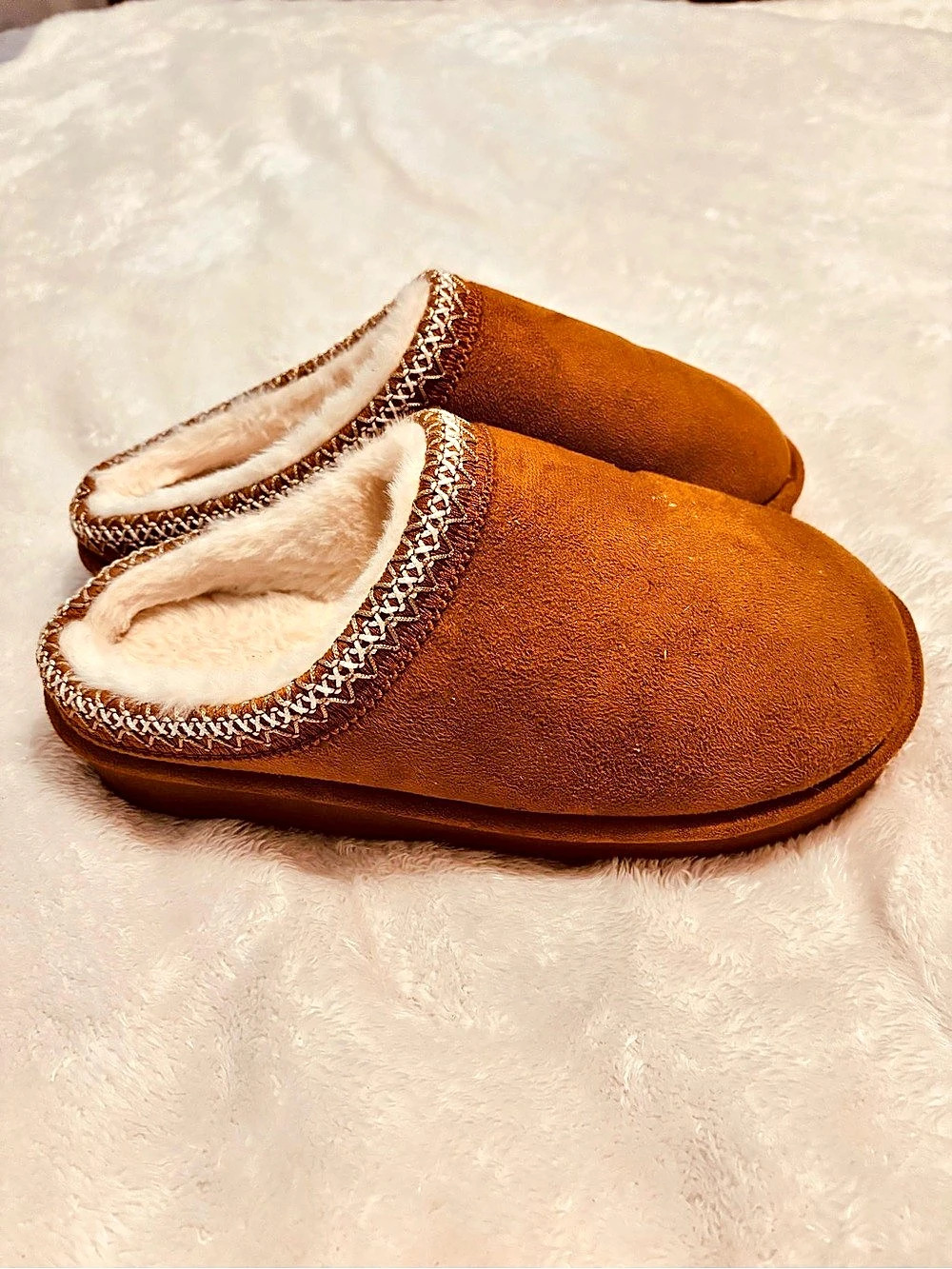 Fuzzy Lined Brown Slippers